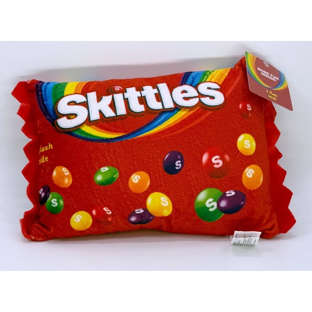 Skittles Candy Bag Plush Pillow with 4 Mini Plush Candies Inside Iscream Red